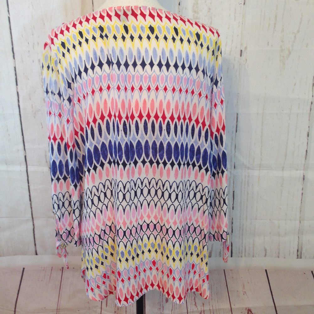 Talbots Multi Color Large Geo Print Tunic Blouse - image 4